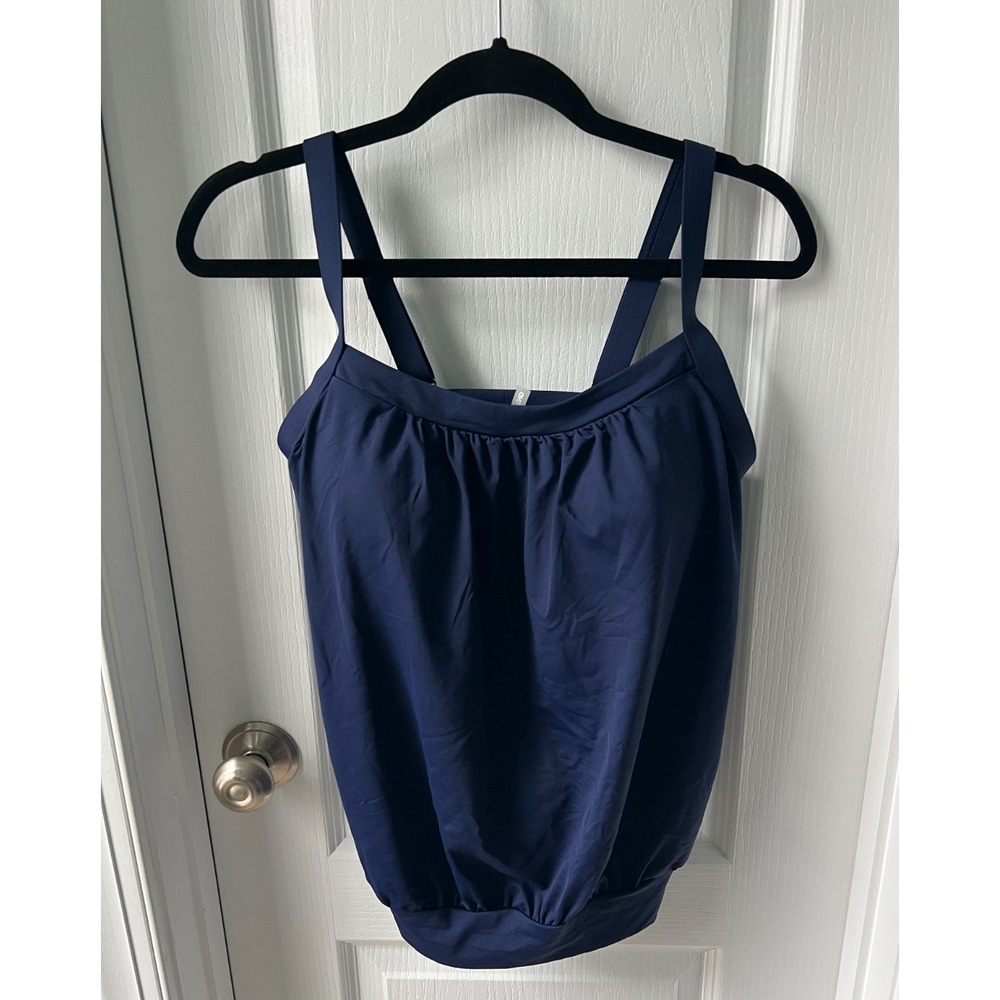 Lands' End Womens Tankini‎ Swim Top Navy Blue Sz 8 D Cup NEW